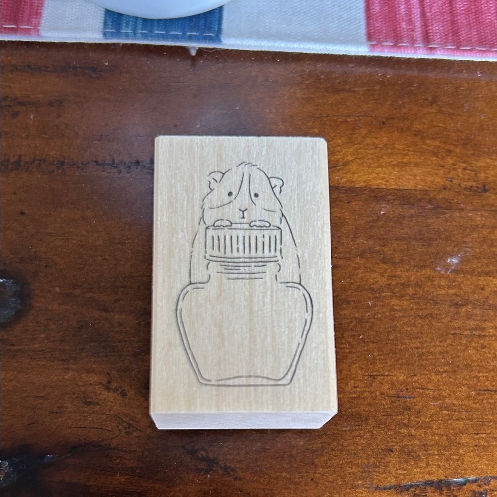 Everly Wooden Guinea Pig Stamp in Natural Brown